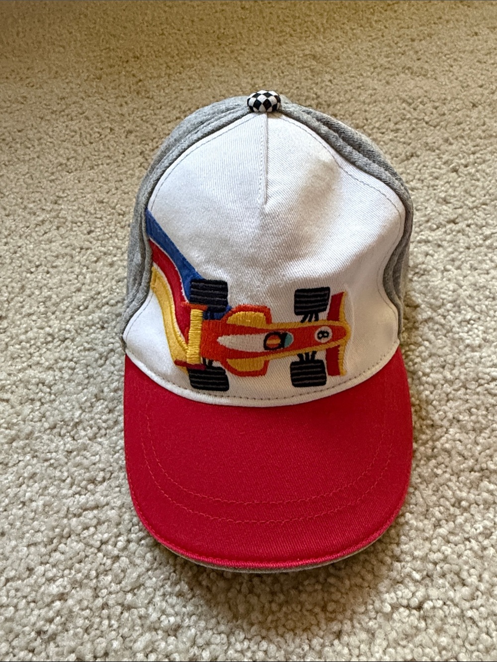 Gymboree Kids Racing Car Cap - Red, White & Gray—12-24 months